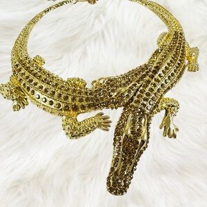 Gold Crocodile Statement Necklace